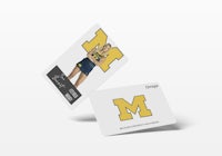 a michigan wolverines fan card with a michigan wolverines logo